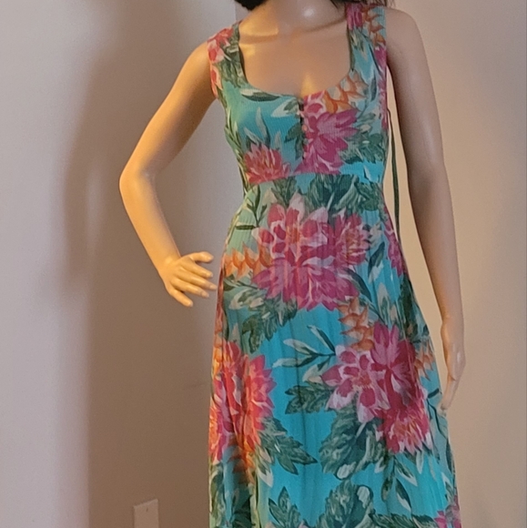 Maxi pink and green flowered dresse from East, size 10 - Picture 2 of 4